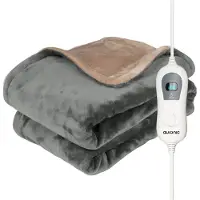 Auronic Couverture chauffante électrique - Sur-couverture - 2 personnes - 3 niveaux de chaleur - Avec minuterie - 200 x 180 cm - Gris