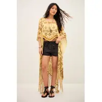 Ba&sh pour femme. 1E26ZELM Poncho Zelma jaune (OSFA), Casuel, Viscose