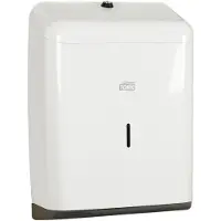 Tork Distributeur d'essuie-mains pliés, métal, blanc pour plis en zigzag et en couches, rechargeable