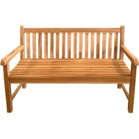 Axi Nowi Banc De Jardin En Bois De Teck, Brun | Banc En Bois Avec Accoudoirs | Banc De Parc En Teck Pour Jardin / Terrasse Avec Dossier Pour 3