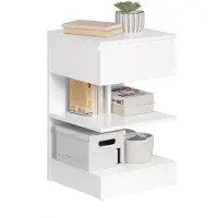 SoBuy Table basse avec 1 tiroir coulissant - Max. 60KG - 39 x 39 x 65 cm - Blanc