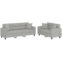 vidaXL Ensemble de canapés 2 pièces avec coussins gris clair tissu microfibre