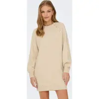 ONLY Robe courte ONLEMMA LIFE LS BUTTON femmes - Beige - EU XL