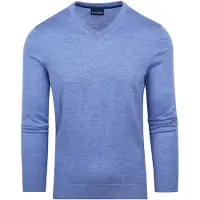 Suitable Pull Merino Col V Bleu clair