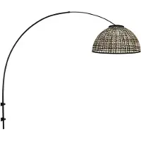 Steinhauer Lampe murale noire Nox Light avec une teinte en bambou Ø60 cm