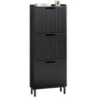 SoBuy Armoire à Chaussures 3 Abattantes Noir