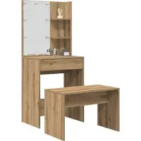 vidaXL Ensemble de coiffeuse avec lampes LED Chêne Artisan Matériau dérivé du bois
