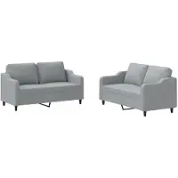 vidaXL Ensemble de canapés 2 pièces avec coussins Tissu gris clair