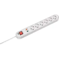 Bachmann Multiprise de table SMART, 6 prises, câble d'alimentation de 1,5 m, 1 interrupteur, 1 SPD, blanc, 1 pièce.