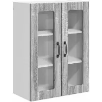vidaXL Armoire murale en verre LUCCA, gris Sonoma, 60 x 31 x 80 cm