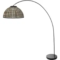 Steinhauer - lampadaire - Solva - noir - bambou métal - lampe arquée - E27 - 4467ZW