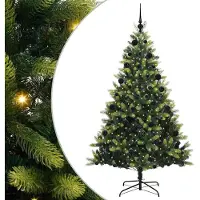 vidaXL Sapin de Noël artificiel pliant avec 300 LED Vert 210 cm