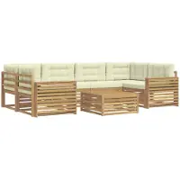 vidaXL Ensemble de salon de jardin 7 pièces, blanc et crème