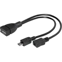 Transmedia Connecteur Micro USB B mâle et prise Micro USB B femelle vers prise USB A femelle, adaptateur OTG, 0,2 m