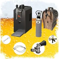 Ich-zapfe Ensemble complet - Tireuse a biere - JET 30 machine a biere, pompe a biere 1 ligne, caisse de bièr 35 litres/h avec tonneau en bois, KEG: Type G
