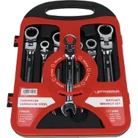 Rothenberger Clé à cliquet à fourche/articulée ROCLICK-Set 7pcs. 8-10-11-13-14-17-19mm en coffret plastique - 70490