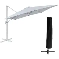 Happy Garden Parasol déporté MOLOKAI carré 3x3m blanc + housse