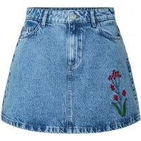 Pieces Jupe 'PCPalma' bleu denim / bordeaux