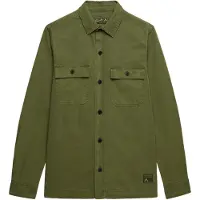 Superdry Homme Chemise Militaire à Manches Longues Khaki Taille: XL