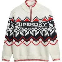 Superdry pour femme. W6110660A Pull Intarsia beige (S), Casuel, Coton