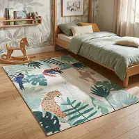 Little Olly Tapis enfant - Jungle Leopard Multicolore | 120x170 cm | Rectangulaire | Pile courte