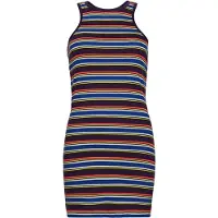 Superdry pour femme. W8011412A Robe à rayures vintage avec logo Racer marron (XL), Casuel, Violet, Sans manches / bretelles, Le coton biolog