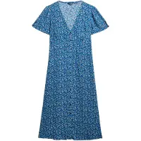 Superdry Print Button Tea Short Sleeve Midi Dress Bleu XL Femme