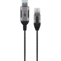 Goobay 74393 câble changeur de genre USB 3.0 type A RJ45 Noir, Argent