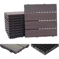 Mendler Carreaux En Wpc, Hwc-E20, Aspect Bois,Pour Terrasse, Structure 3-D 11 Carreaux À 30x30 Cm = 1 M² Gris-Marron