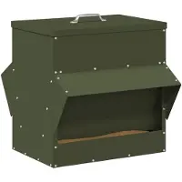 vidaXL Distributeur de nourriture pour poulets, vert olive, 40,5 x 45 x 41 cm, capacité de 20 kg