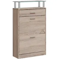 vidaXL Meuble à chaussures avec tiroir et plateau en verre Bois