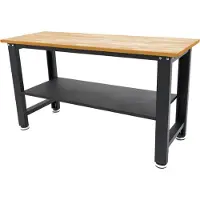 HBM établi réglable en hauteur 160 cm, plan de travail en bois massif, noir
