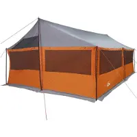 vidaXL Tente familiale avec toit, gris et orange, 600 x 400 x 268 cm