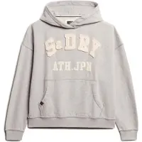 Superdry Dames Sweat à Capuche OverTaille à Motif Appliqué Athletic Essentials Gris Logo imprimé, Taille: 44