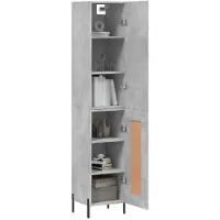 vidaXL Highboard gris béton 34,5x34x180 cm Bois composite
