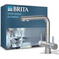 Brita Robinet de cuisine 3 voies en acier inoxydable carré P1000 Robinet filtré