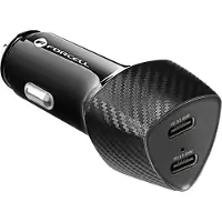 Forcell Chargeur allume-cigare CARBON Type C 3.0 PD20W + Type C 3.0 PD20W CC50-2C noir (Total 40W)