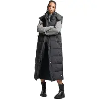 Superdry pour femme. W5011444A Gilet à capuche Ripstop long noir (XS), Casuel, Polyester