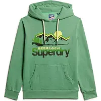 Superdry pour homme. M2013708A Sweat à capuche graphique Great Outdoors vert (S), Casuel, Coton, Le coton biologique, Durable
