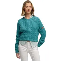 Superdry Femme Pull en Maille Torsadée Décontracté Green Taille: 38