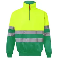 VELILLA Sweat Col Zippe Bicolore Haute Visibilit? Fluo Yellow/Green - V5701 - Taille 3XL