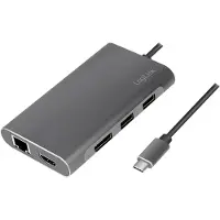 Logilink Station d'accueil USB-C 8-en-1 HDMI/DP/RJ45/USB/USB-C 100 W