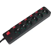 Logilink LPS233 Bâti de prises , 6x, interrupteur individuel & général