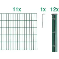 Alberts 675226 Clôture en treillis à double fils, set complet de 24 pièces, revêtu de matière plastique, vert, hauteur 103 cm, longueur 27,5 m