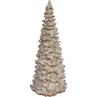 Clayre & Eef Figurine de décoration Sapin de Noël Ø 13x30 cm Blanc Beige Plastique
