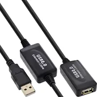 InLine 34612I Rallonge active USB 2.0, avec amplification du signal "Repeater", prise A à prise femelle A, 15m