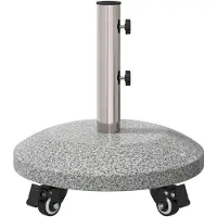 vidaXL Socle de parasol en granit avec roulettes pour mât de 4 à 5 cm, 27,2 kg, gris