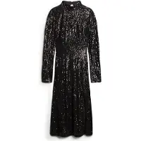 Superdry Femme Sequins Robe Mi-Longue à Dos Nu, Noir, Taille: 36