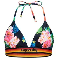 Superdry pour femme. W3010359A Haut de bikini triangle avec logo vintage marine (S), Bleu, Beachwear, Polister recyclé, Durable