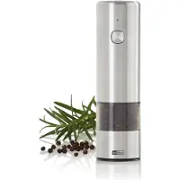 AdHoc Moulin à poivre et à sel électrique i.Mill Mini, broyeur en céramique CeraCut, inclut une batterie lithium, acier inoxydable/acrylique, diamètre : 3,6 cm, hauteur : 14 cm